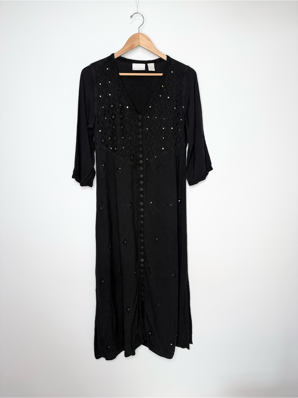 Soft Surroundings Embroidered Sequin Maxi Dress Size S Petite